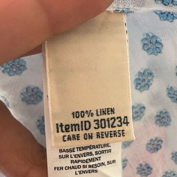 New L.L. Bean White 100% Linen Button Down Shirt Long Sleeve Floral Size XL NWOT - Picture 7 of 8